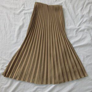J Crew Gwyneth Pleated Midi Skirt Camel Tan Satin Pull On sz XXS #BN757 💰